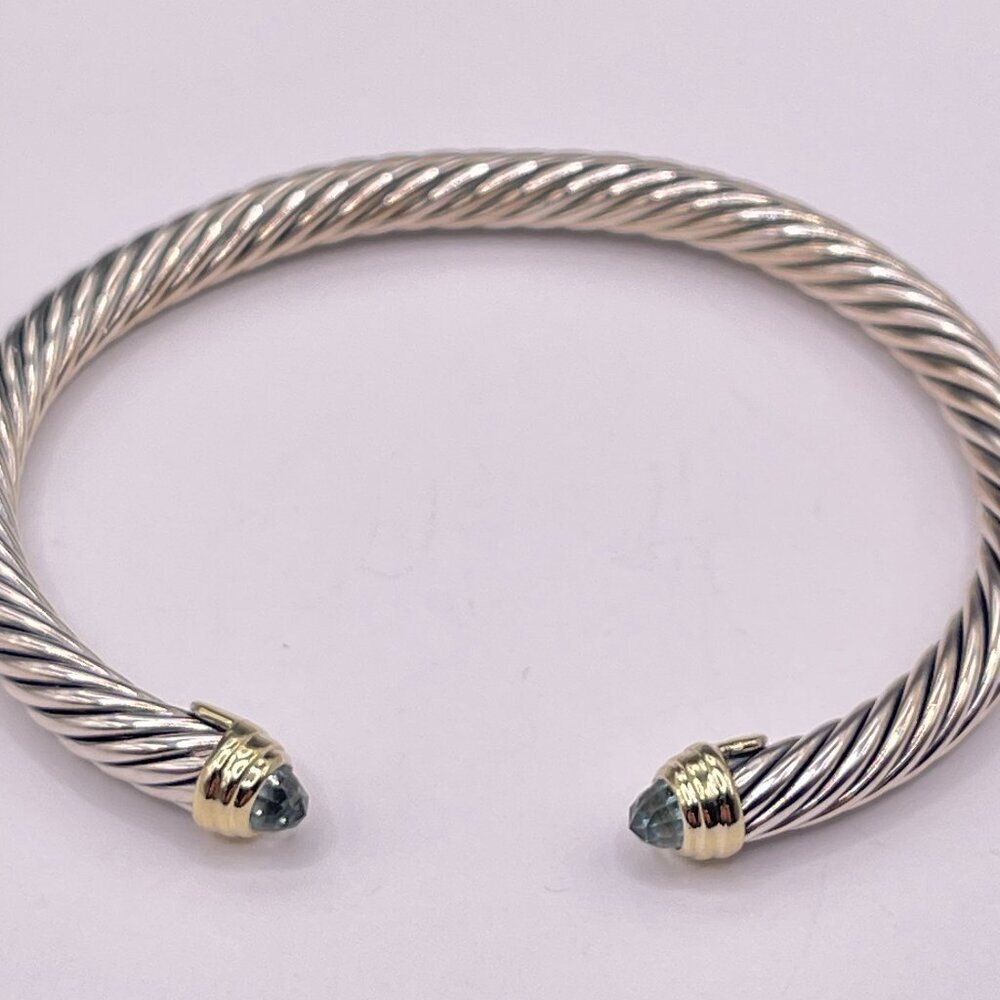 David Yurman Cable Classics Bracelet with Prasiolite in Silver with 18K Gold